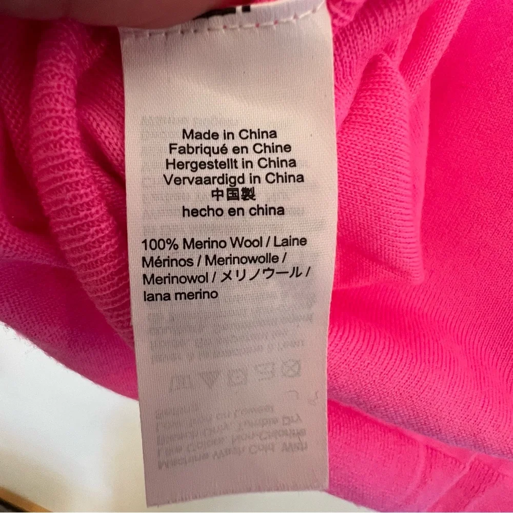 J. Crew Tippi Sweater 100% Merino Wool Hot neon Pink Long Sleeve XL extra large - Picture 4 of 12